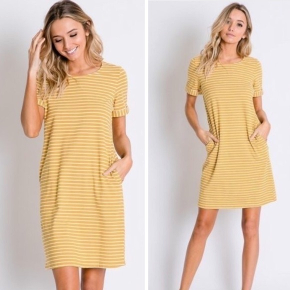 💛1 left  💛 Mustard Midi Slip Dress - Picture 2 of 3
